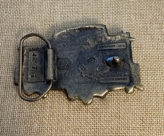 Vintage Train Caboose Belt Buckle 1979 Great American Buckle Co High Gloss Brass