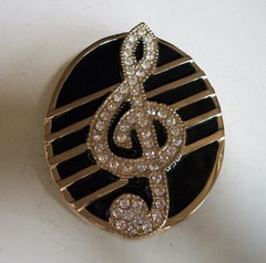 Men&rsquo;s Fashion Black Finish Musical Note Hip Hop Buckle No Belt