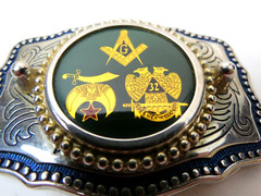 Lg Western Style Masonic 32nd Degree Freemasons Shriner Vintage Belt Buckle