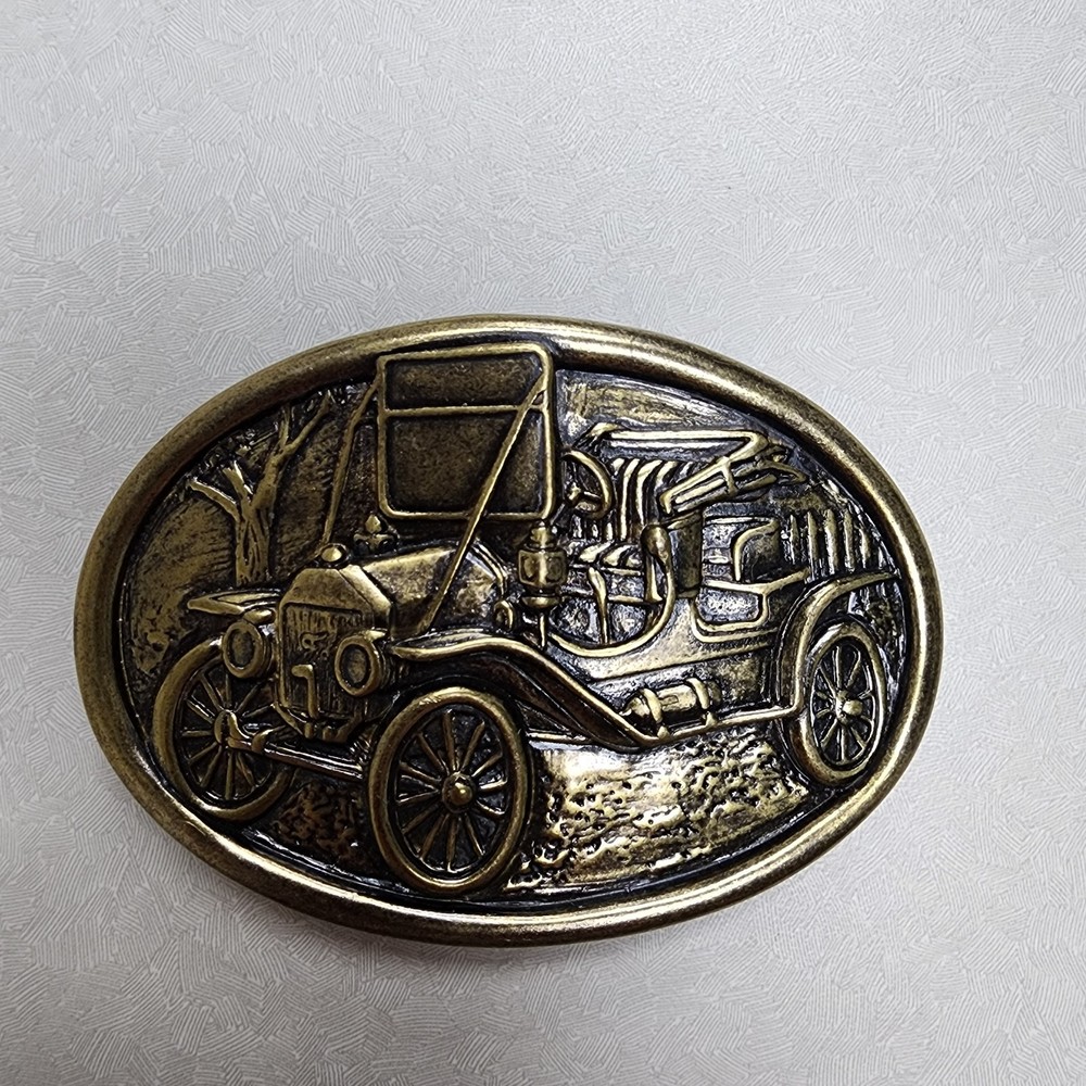 Antique Car Belt Buckle Avon Vintage Model T Brass Look Automobile Vehicle
