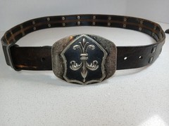 Fleur De Lis Iron Cross Belt Buckle Brushed Distress Metal With Levis BELT