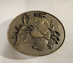 Gold Tone Oval Lion Head Western Belt Buckle Metal Fits 1.5 in Belt