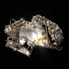 Vtg Copa Collection Brutalist Belt Buckle Silver/ Amethyst Modern Art SIGNED