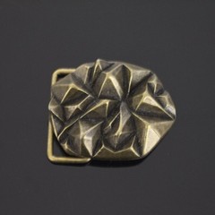 Geometric Pyramid Engraved Belt Buckle in Antique Bronze, Vintage Interchangeable Buckle