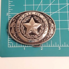 Vintage The State Of Texas Silver Tone & Black Metal Belt Buckle Made In USA