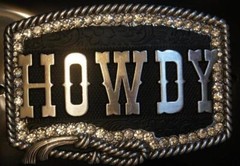 Blazin Roxx Rectangle Belt Buckle Howdy Crystals Silver 37926