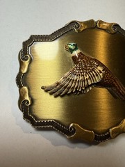 Gold Tone Western Pheasant Bird Belt Buckle Metal Antique Finish 1.75in Fit