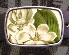 Magnolia Flower Vintage Inspired Art Gift Garden Flowers Belt Buckle
