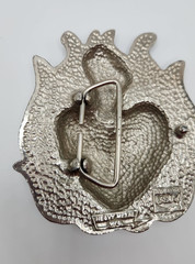 HEAVY METAL MFG Belt Buckle Flaming Heart Barb Wire Made in USA HOT MESS See Pic