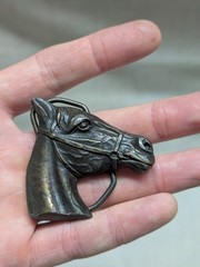 vintage 1970s belt buckle HORSE HEAD equestrian SOLID BRASS cowboy WESTERN rodeo
