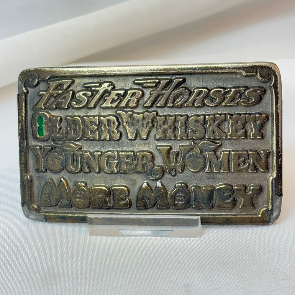 1977 Great American Buckle Co Belt Buckle Faster Older Younger More #750