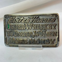 1977 Great American Buckle Co Belt Buckle Faster Older Younger More #750