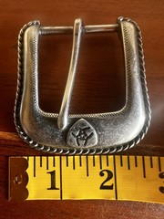 Vintage Ariat Western rope style Belt Buckle Silver Toned Rope Edge 2006