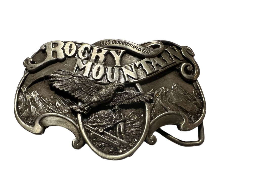 Vtg Rocky Mountains Belt Buckle Eagle 1985 Commemorative 2046/2500 Siskiyou