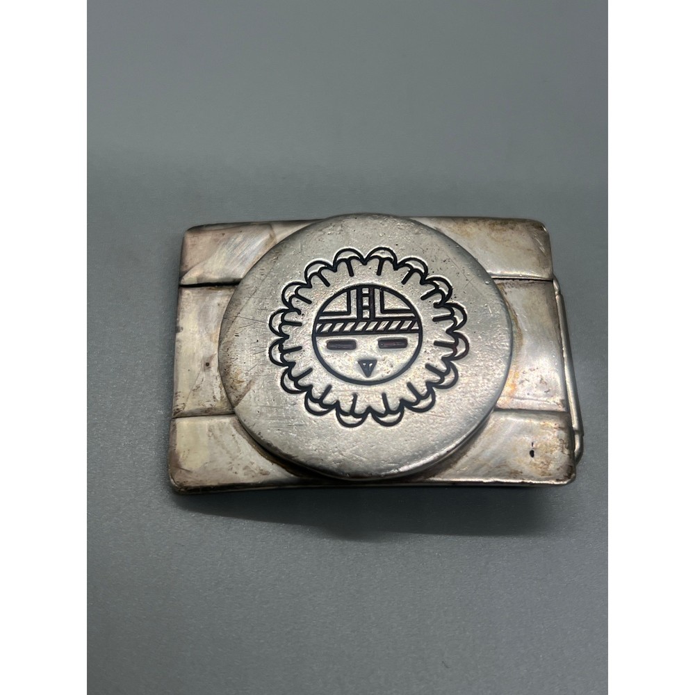 Native American Sun God Sterling Silver Belt Buckle
