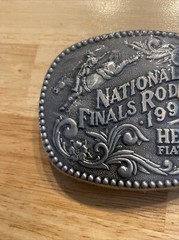 Hesston Vintage Rodeo Belt Buckle 1990 METAL Original Wrap Collector Patina GIFT