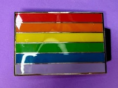 Rainbow Pride Flag LGBTQ Movement Enameled 2005 Belt Buckle by Silver Moon