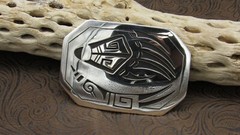Overlay Bear Claw Design Belt Buckle Sterling Silver+