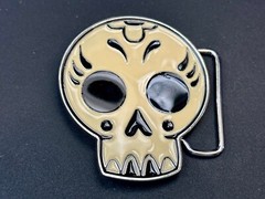 White Skull Mexican Katrina Dia De Muertos Day Of The Dead Cutout Belt Buckle
