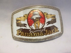 Panama Jack Belt Buckle White Gold & Red With Silver Tone Trim Rare