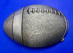 American Football Sports Textured Ball Cutout Silver Color Figural Belt Buckle