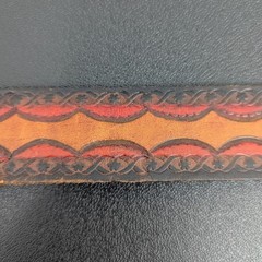 Vintage Lions International Pewter Buckle Tooled Leather Belt Size 36