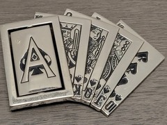 Belt Buckle Poker Royal Flush with Revolving Ace, Metal, Westside CA