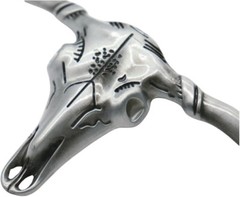 Men Western Accessory Silver Metal Belt Buckle Long Horn Texas Cow Bull Cowboys