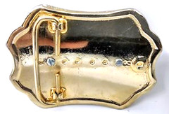 Belt Buckle Gold Color Trim With Oval Brown Green Center