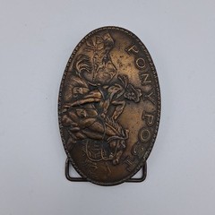Vintage 70s Pony Post Express Brass Metal Belt Buckle Montauk Silver Company