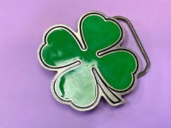 Lucky Four Leaf Clover Green Belt Buckle By Great American Products