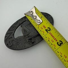 Vintage DIX Leather Co Snowmobile Belt Buckle Gray Excellent Vintage Pewter Tone
