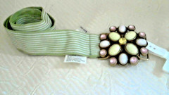 Fabric Multi Color Buckle Belt 46&Prime; End To End 1.5&Prime; Wide Double Loop NEW Adjusts