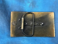 vintage 80s BUY USA BONDS BELT BUCKLE weapon wwii state of liberty