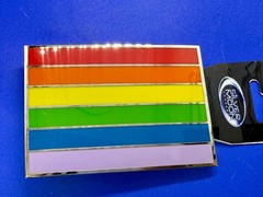 Rainbow Pride Flag LGBTQ Movement Enameled 2005 Belt Buckle by Silver Moon