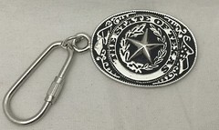 3 piece set Texas Seal Set: Belt Buckle, Bolo and Key Ring (Silver)