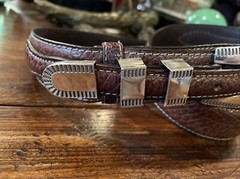 Navajo Carla Nunez James Reid Dgn Sterling Silver Belt Buckle 33-35”-1.3/8”🦬✅