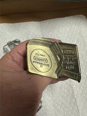 Three Vintage Carpenter Related Belt Buckles, Stanley, Tools, etc