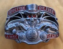 RIDE FREE DIE FREE HOWDY BELT BUCKLE NEW APPROXIMATELY 3 1/4&Prime; X 2 3/8&Prime;