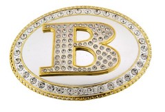 Western Initial Belt Buckle New Men Women A-Z Letter Cowboy Cowgirl Bling Gold