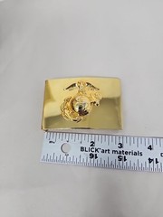 USMC Marines Brass Belt Buckle Anchor and Globe Ira Green Company G23 3&Prime;