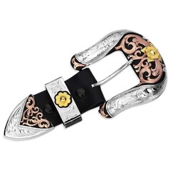 Montana Silversmiths Cowboy Classic 3-Piece Tri-Color Western Belt Buckle Set