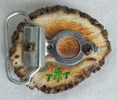 SHRINER CRESCENT MOON MASON BELT BUCKLE MOP ELK HORN signed burl vintage rustic