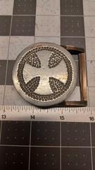 Celtic Shield Cross Belt Buckle Fine Pewter Vintage? Independent Handmade Old
