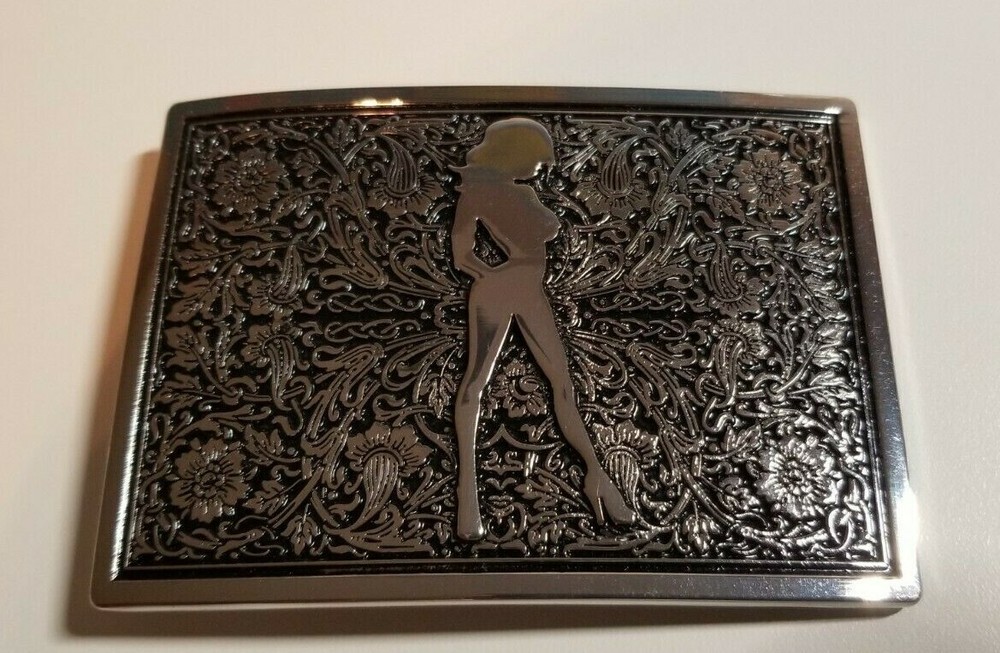 Sexy Lady on Silver Belt Buckle