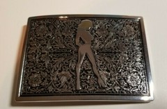 Sexy Lady on Silver Belt Buckle