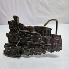Vtg Steam Train Mens Belt Buckle 165 Great American Belt Co Chicago Brass 1980s