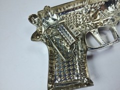 Silver Metal Belt Buckle Western Cowboys Rhinestone Bling Pistol Style