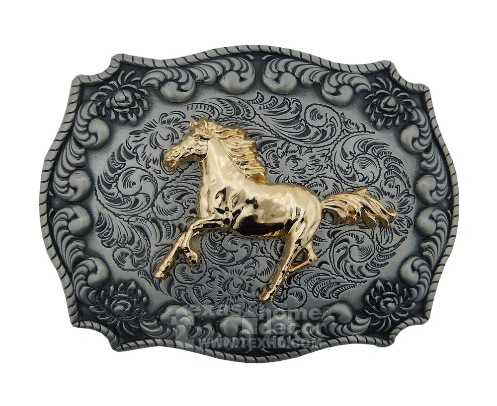 Men&rsquo;s Running Horse Belt Buckle Western Silver Gold Tone Fits 1.5&Prime; Belts