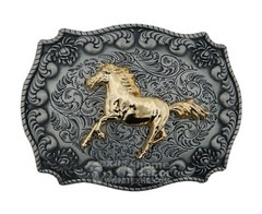 Men&rsquo;s Running Horse Belt Buckle Western Silver Gold Tone Fits 1.5&Prime; Belts